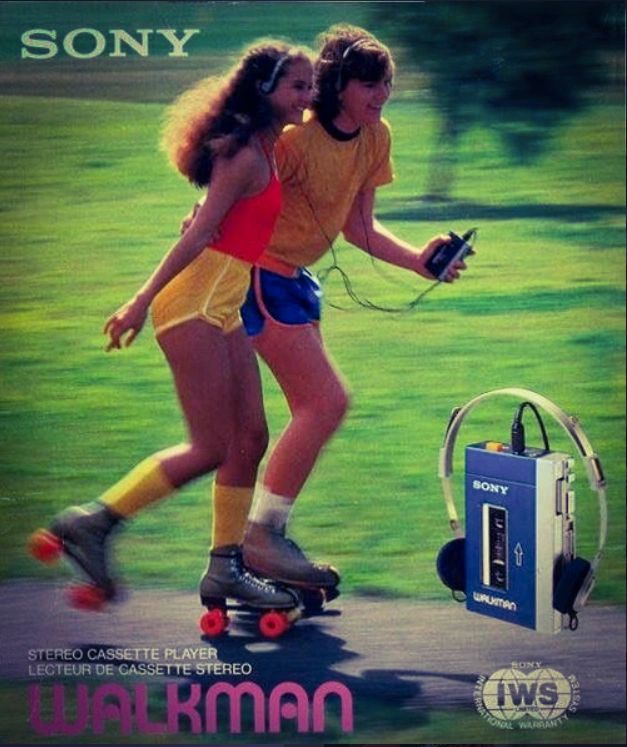 A Sony Walkman ad from the late 1970s, showing the new portability of music