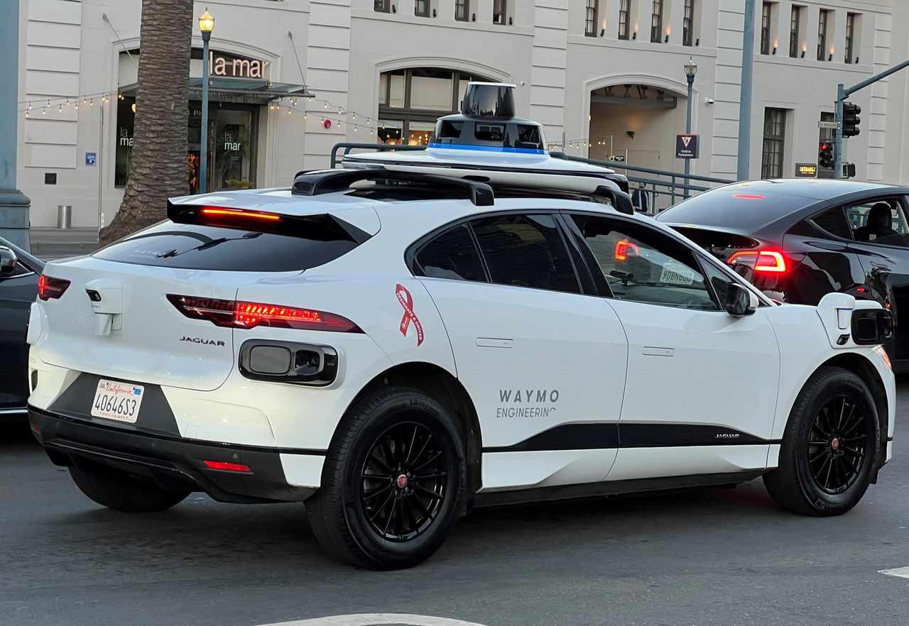 A Waymo car on the street in San Francisco in 2023