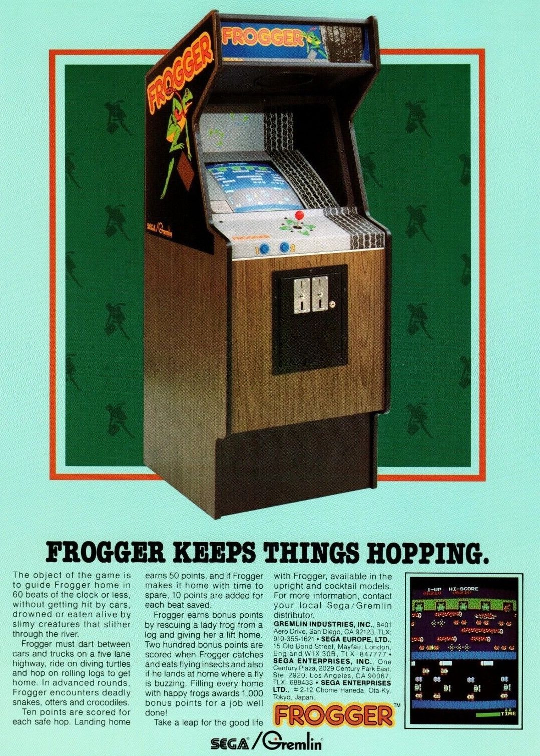 Sega/Gremlin "Frogger" magazine advertisement, Side 1