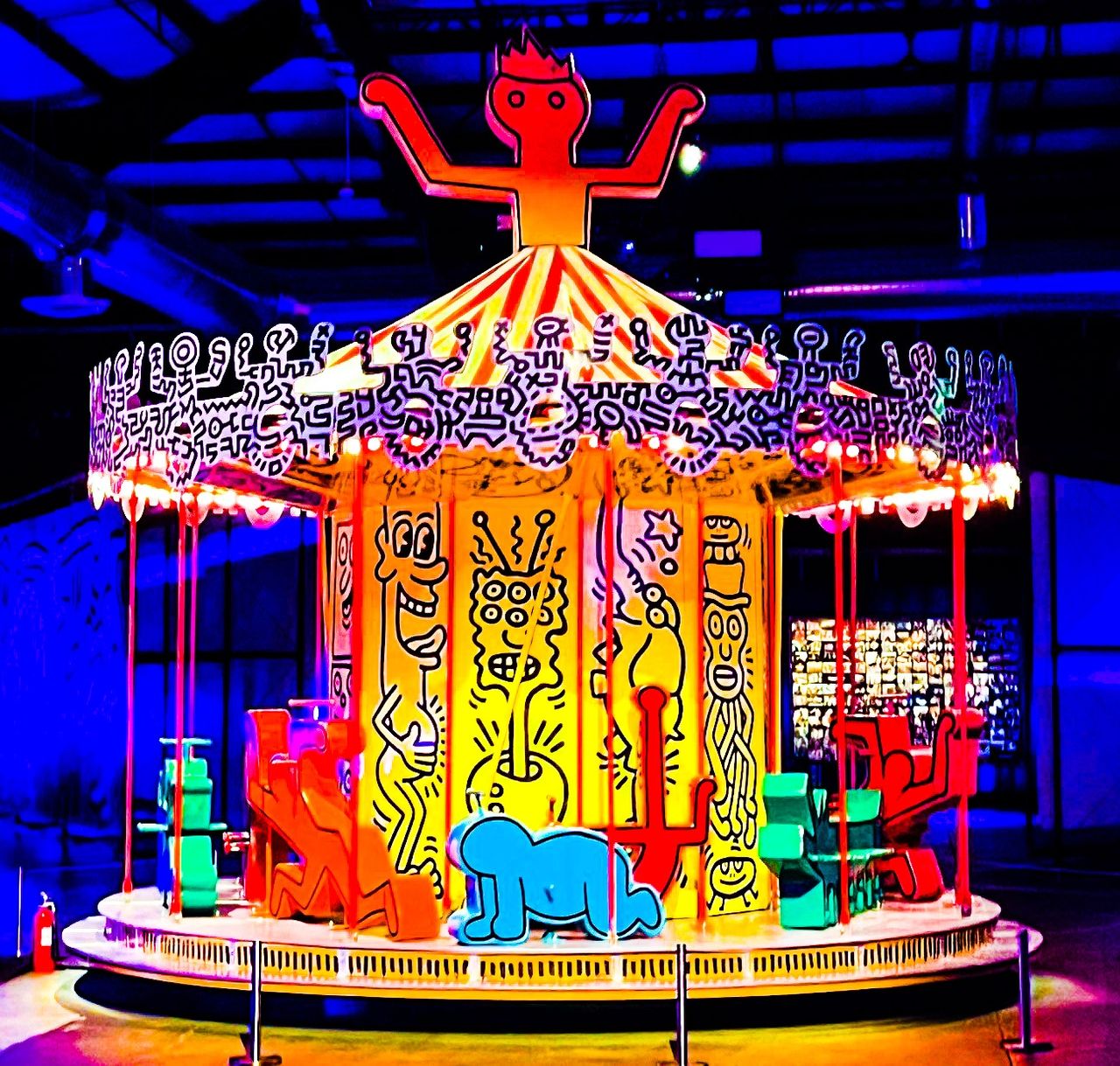Keith Haring's carousel on display at Luna Luna in Los Angeles.