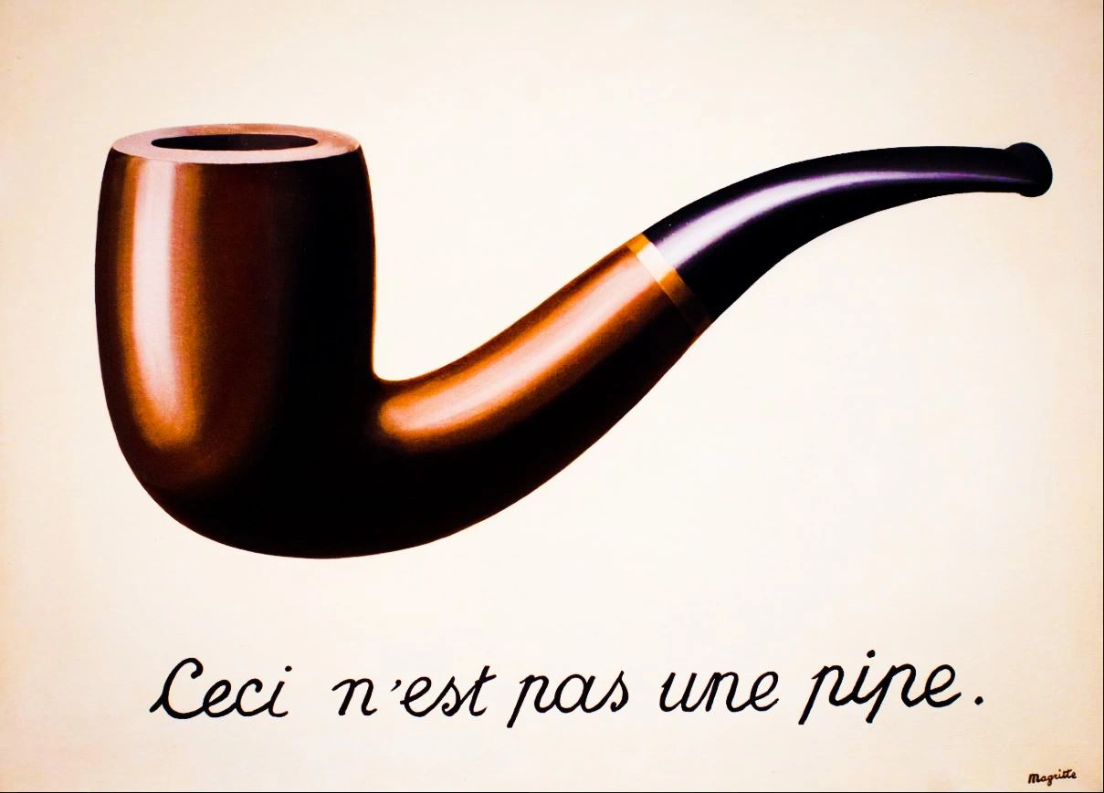 Screenshot of René Magritte's iconic painting, "The Treachery of Images"