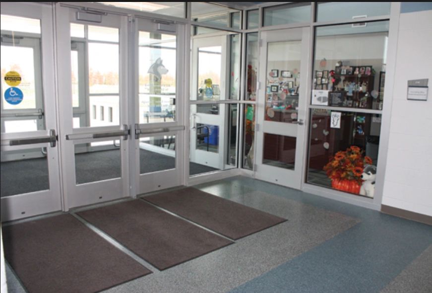 school entrance doors