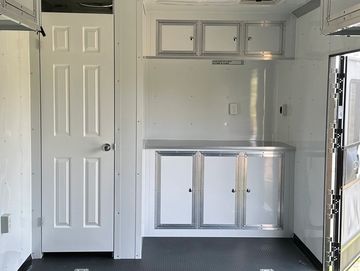 1/2 bath prep package in a cargo trailer by All Terrain Trailers