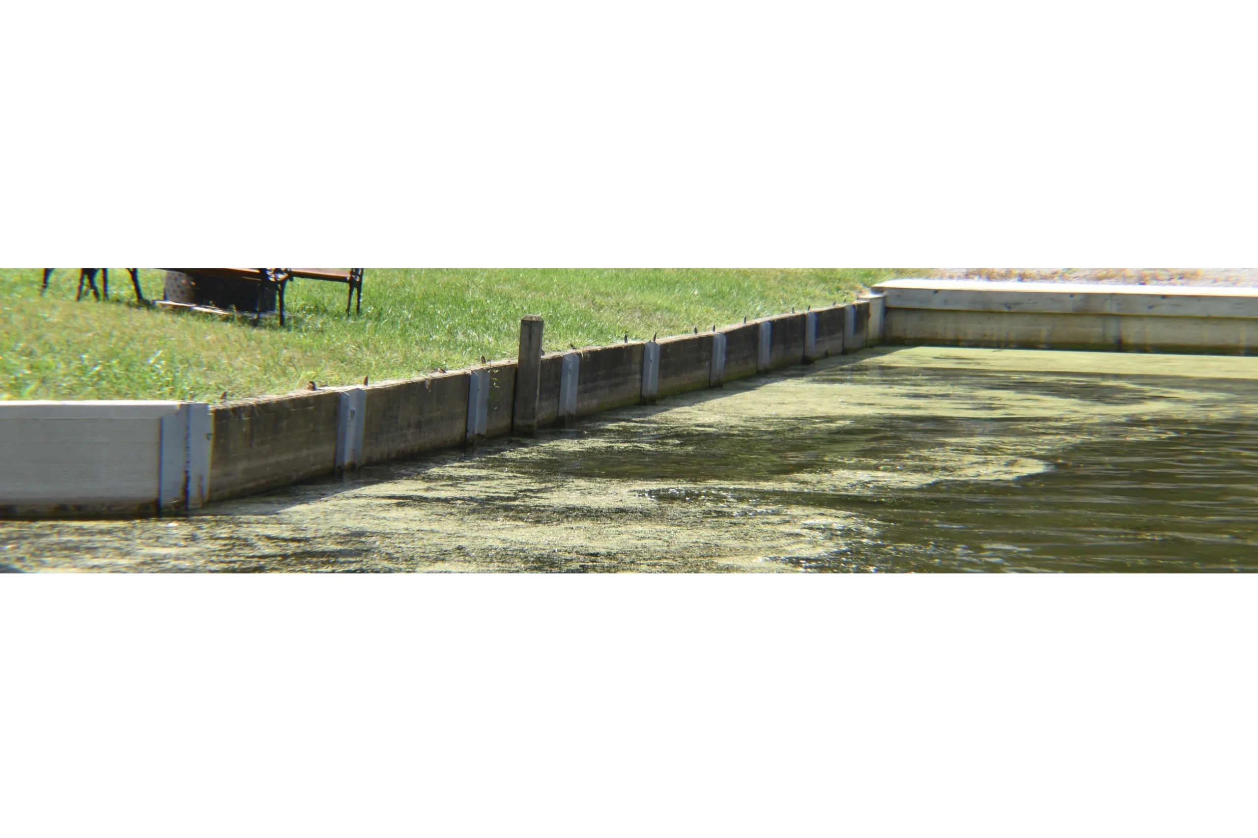 Recent repair on seawall boat docks and seawall repair