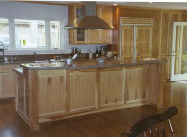 Hickory cabinets and island