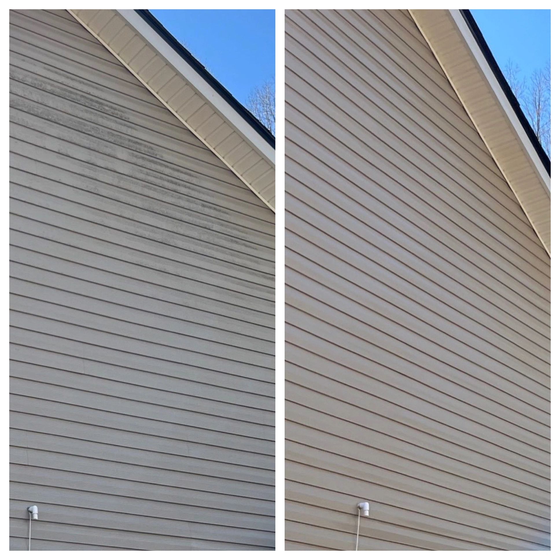 Photo of siding we soft washed on a house in Braselton, GA