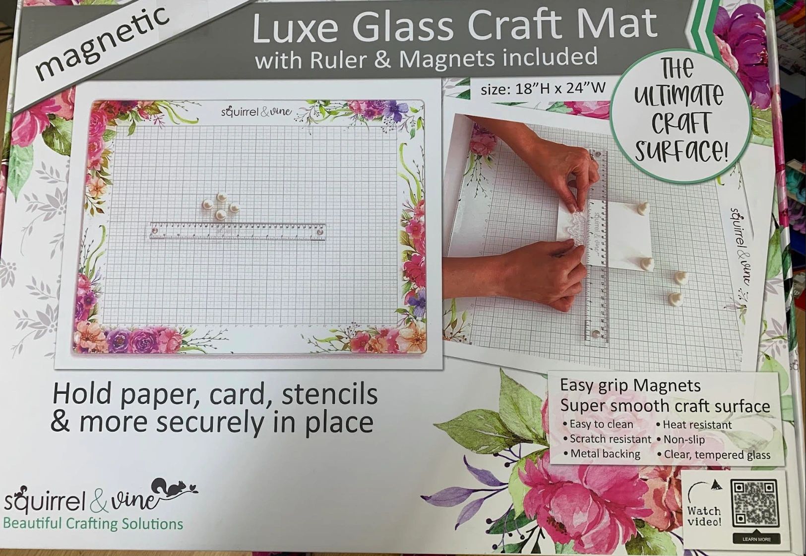 BEAUTIFUL GLASS MAT with ruler and magnets