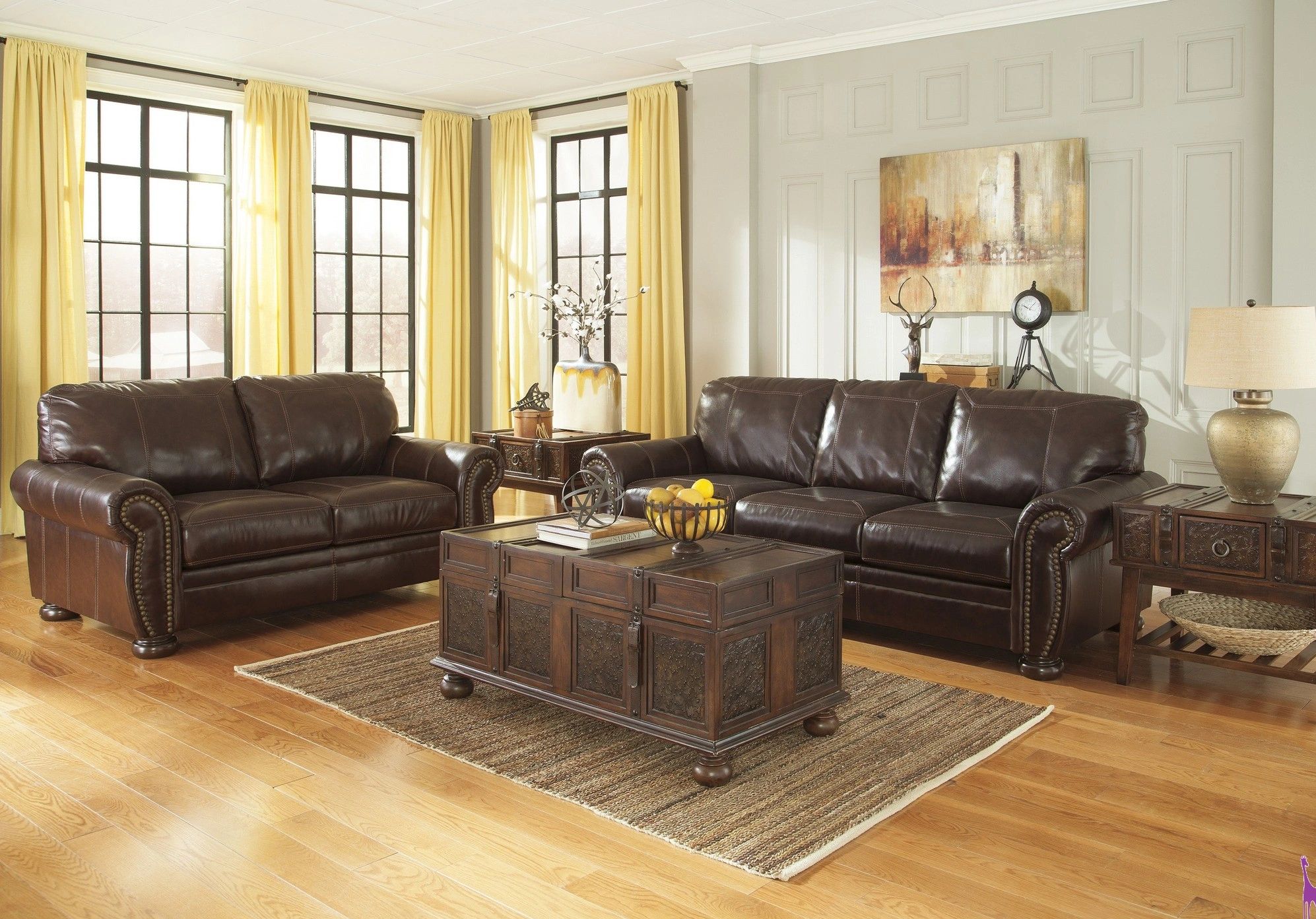 BANNER SOFA & LOVESEATS
COLOR: Coffee Leather Gel
Sofa:99" W x 39" D x 39" H
Loveseat:74"W x 39"D x 