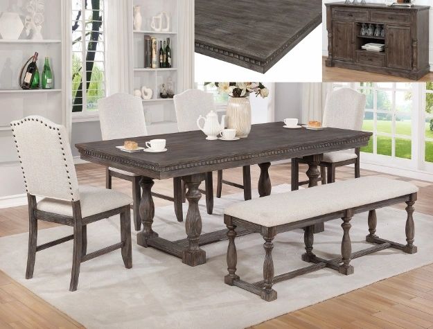 REGENT DINING 
Hardwood Solids and Veneers
Two-Tone Finish
Upholstered Backs and Seats
Nailhead Trim