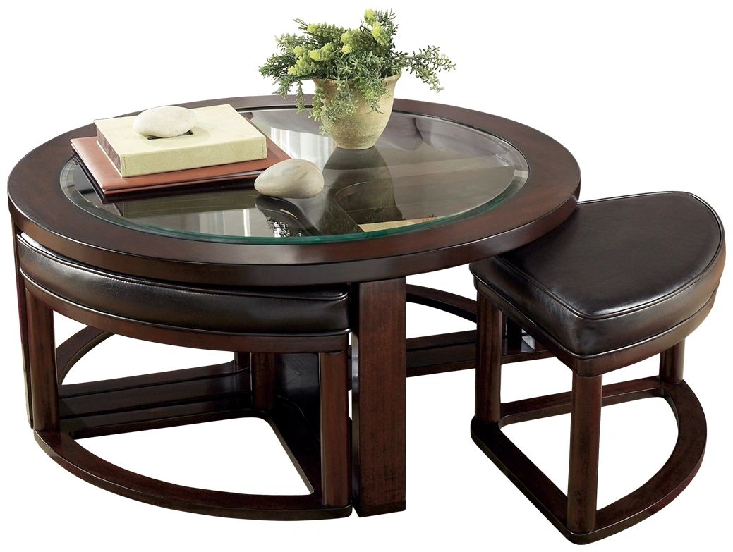 NAME: Marion, Coffee Table with Nesting Stools
Cocktail table
Style: Contemporary
Color: Dark Brown