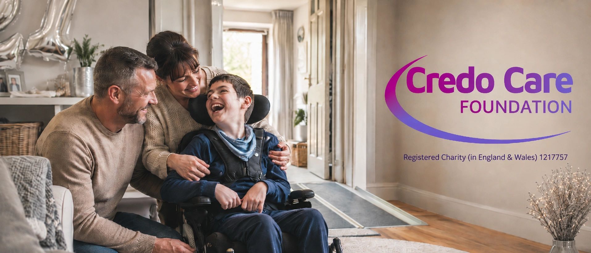 A couple with a disabled child enjoying time together.