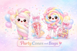 Hollie’s Party cones and Bags