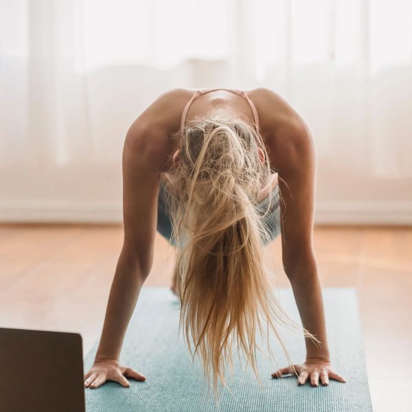 woman working out at home