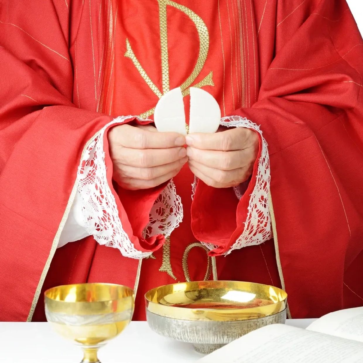 Catholic Priest Performing The Sacrifice