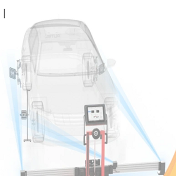Car wheel alignment device with graphical overlay of a vehicle.