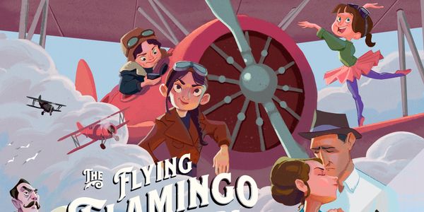 The Flying Flamingo Sisters cover image for Audible Originals by Carrie Seim.