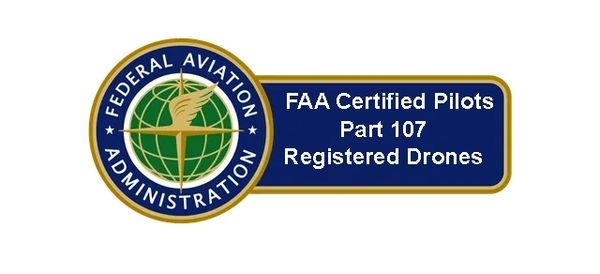 FAA logo with text about certified drone pilots and Part 107.