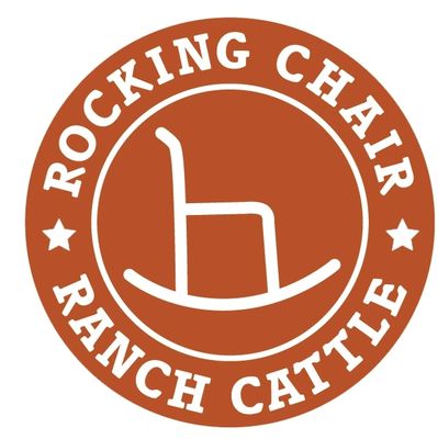 Logo with rocking chair and ranch cattle text.