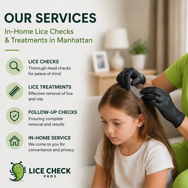 A LICE Check Pros technician carefully performing a detailed head lice check and comb-out.