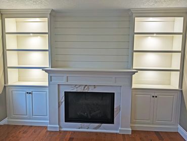 Built-in fireplace custom solid maple 