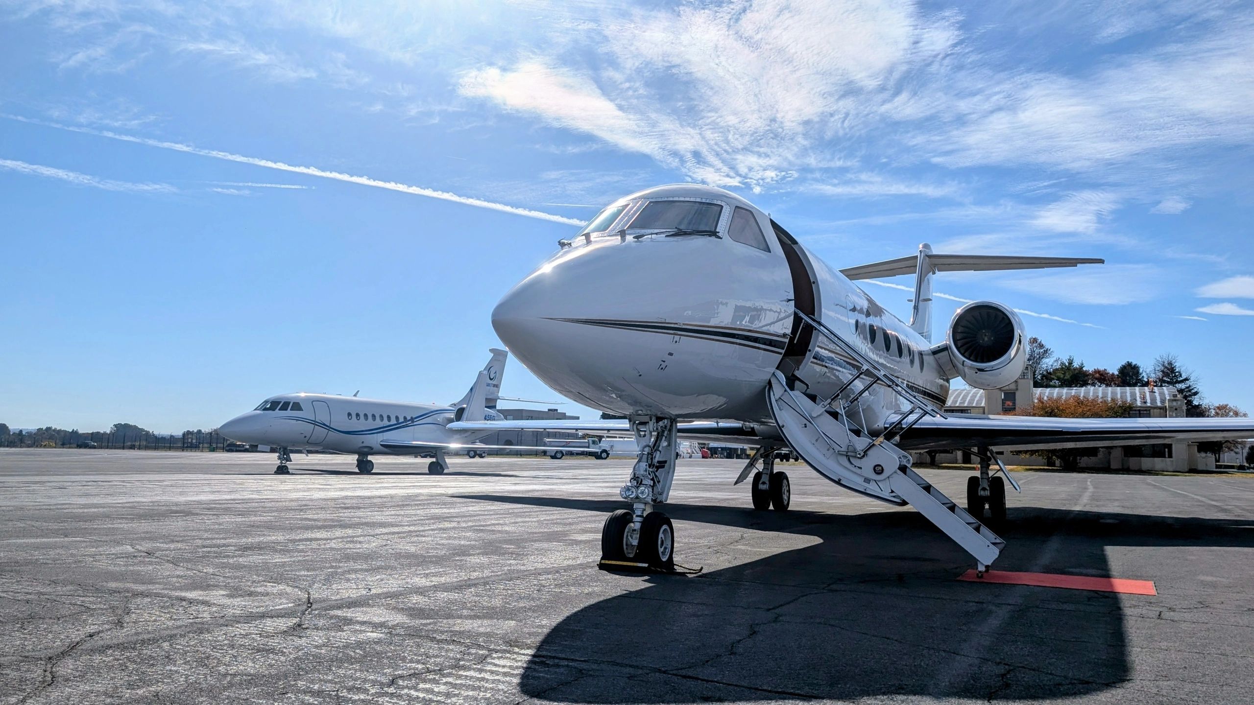 Private Jet Charter parked outside of Reading Aviation FBO.