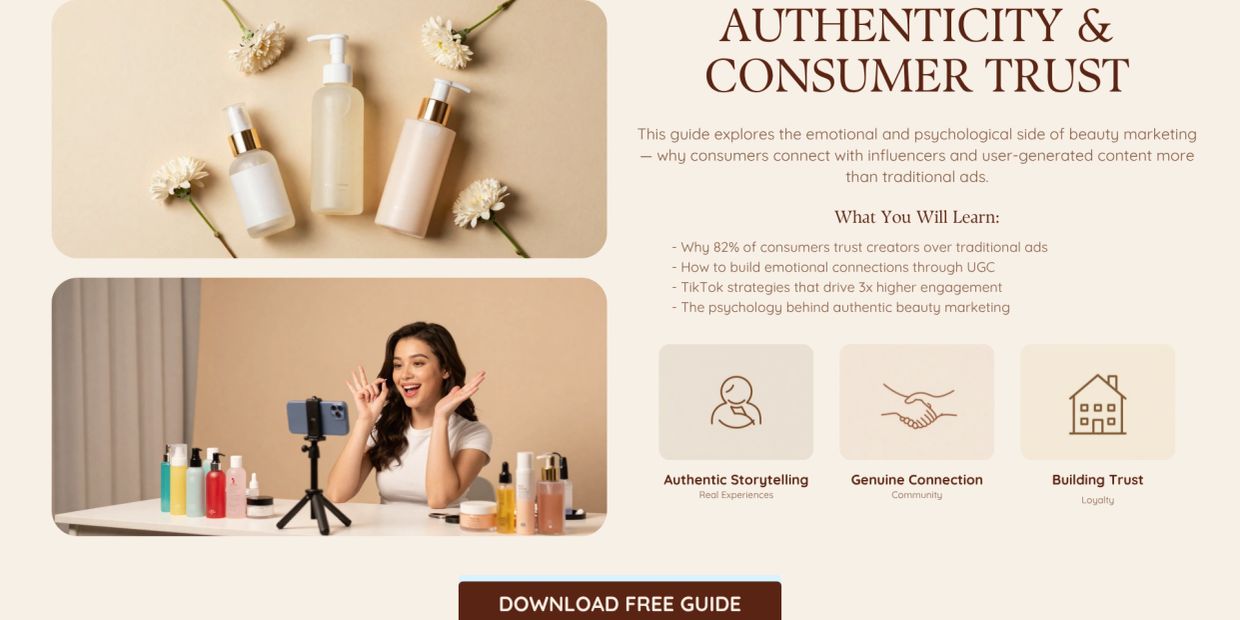 Beauty marketing guide emphasizing authenticity, emotional connection, and consumer trust.