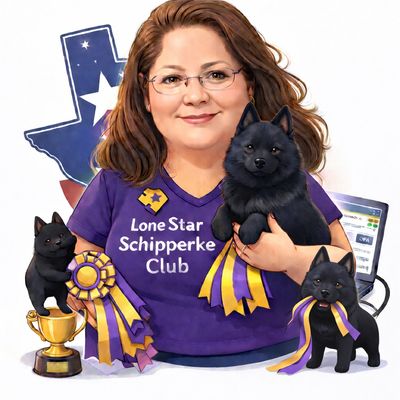 Beth Lilly of Safari Schipperkes with Schipperke dogs and AKC show awards