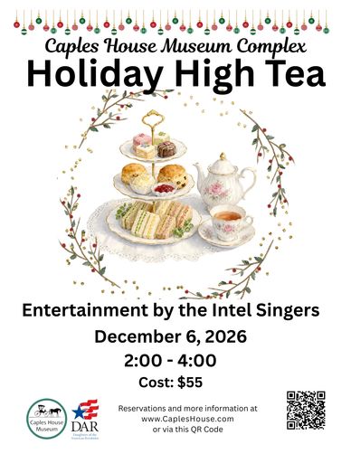 Invitation to Holiday High Tea event at Caples House Museum.