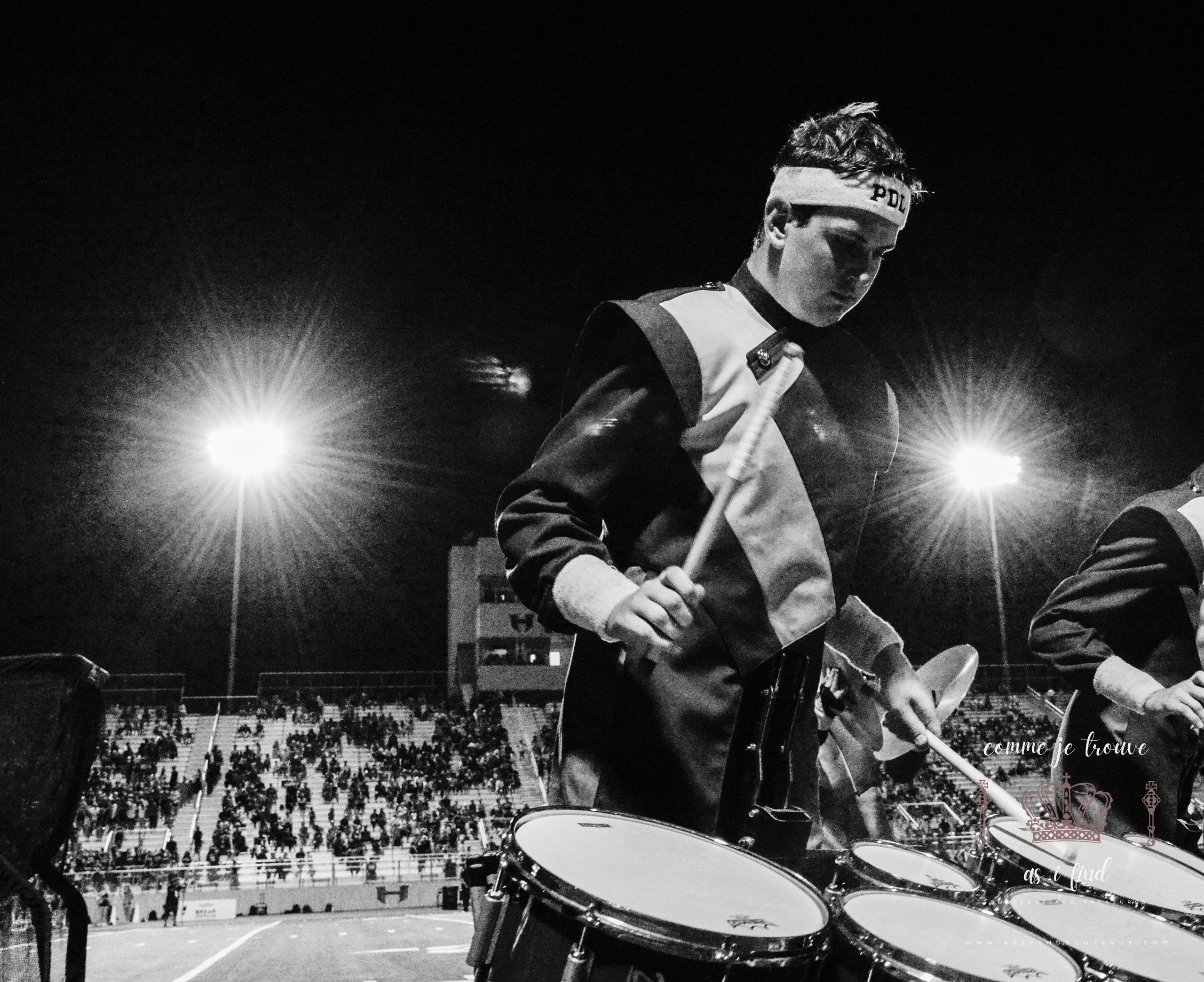 Drumline playing the tenors at Friday Night Lights