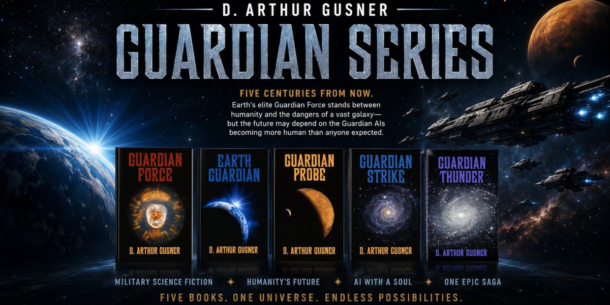 Cover image of the Guardian Series sci-fi book set by D. Arthur Gusner.