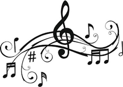 Artistic musical notes and symbols design.