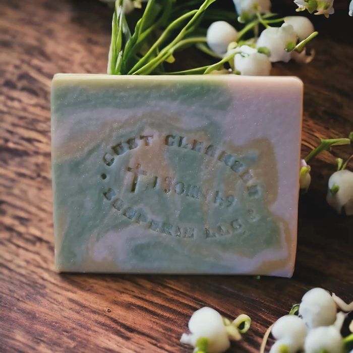 Lily Of The Valley. A soap with the colors of green yellow and white to depict the flower