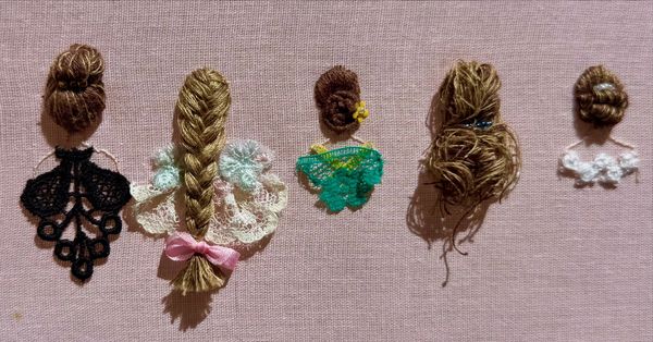 5 hairstyles using DMC threads.
#whynotstitchingacademy