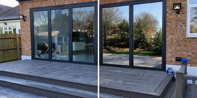 Solar film applied to patio windows