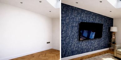 Feature wall wallpaper installation