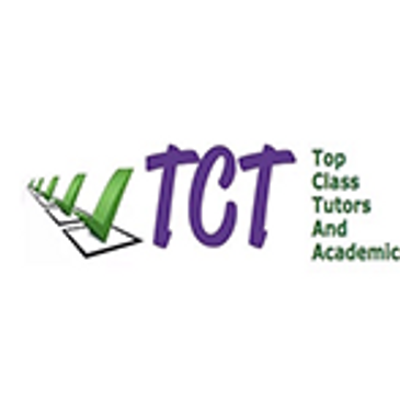 Top class tutors logo. -green ticks in boxes heading away into the distance.  the letters TCT beside 