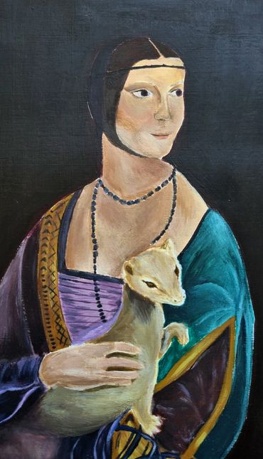 Acrylic rendition of lady with the ermine - Age 14