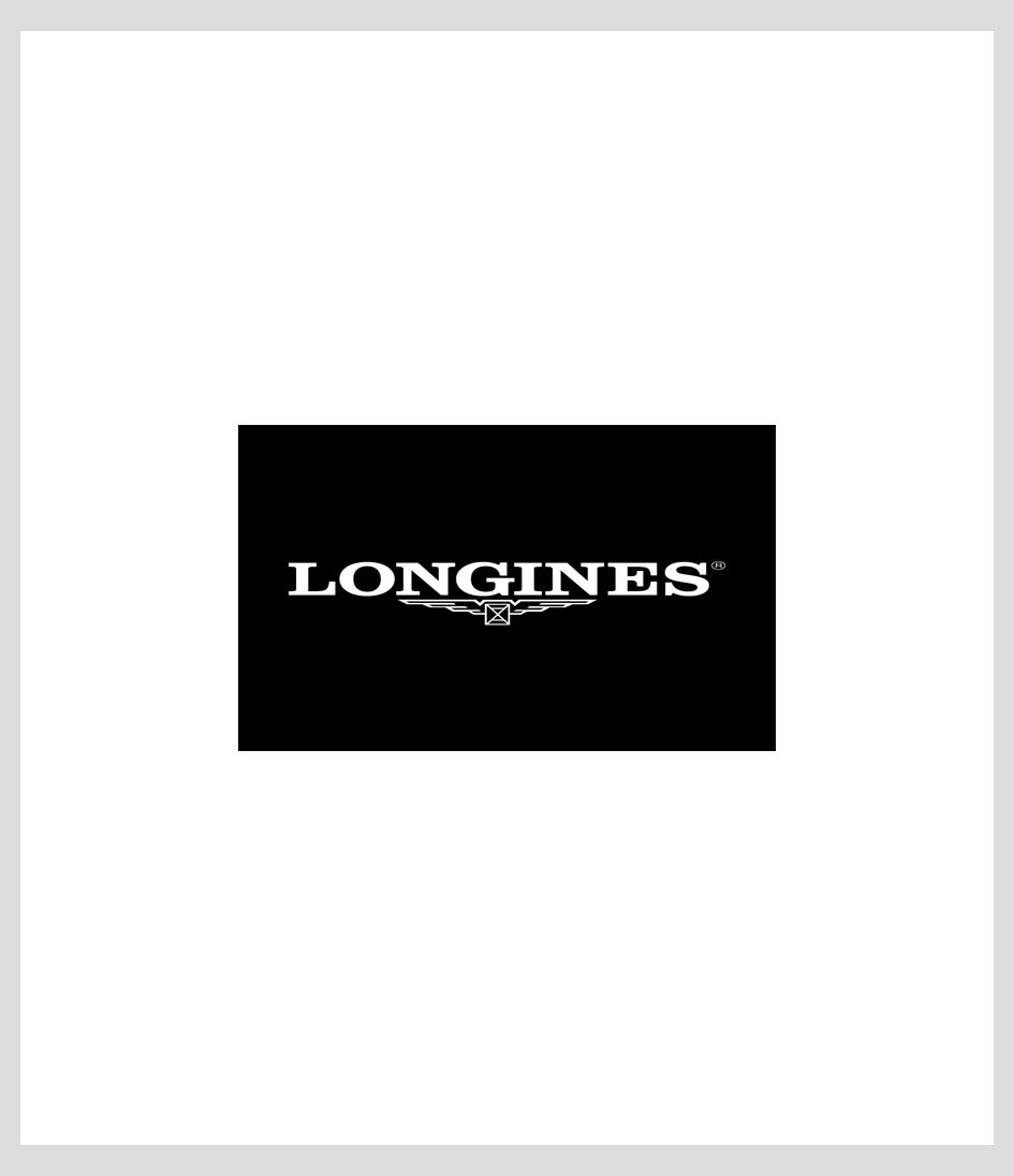 Longines logo in white on black background.