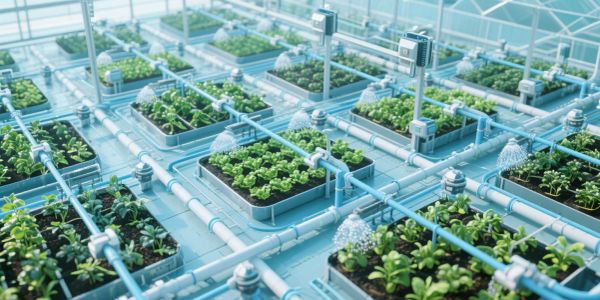 Automated greenhouse with smart irrigation system.