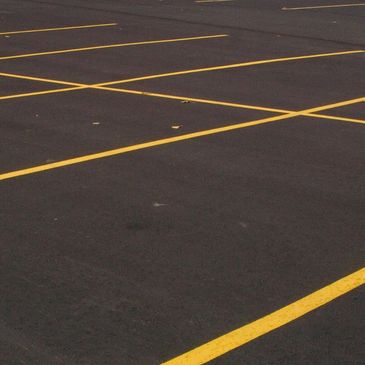 Parking lot striped for parking spaces