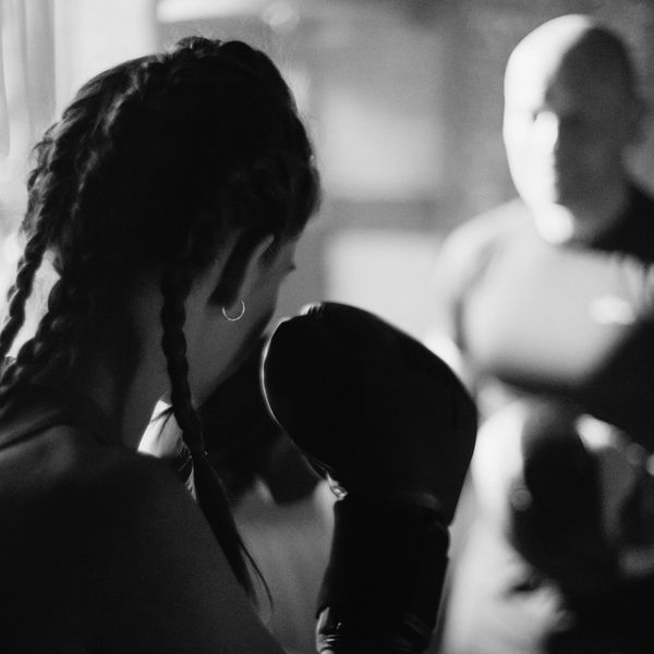 Girl training in private lessons of Boxing Self Defense Training/Pad Drills/MMA/Mixed Martial Arts