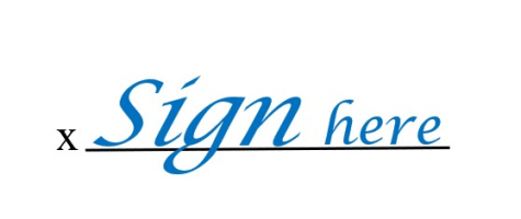 x Sign here