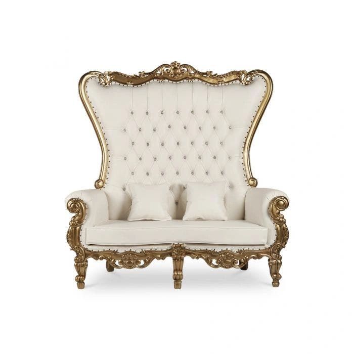 Loveseat Throne Chair (White and Gold)