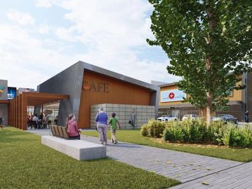 business retail shopping area with lawn care and garden maintenance