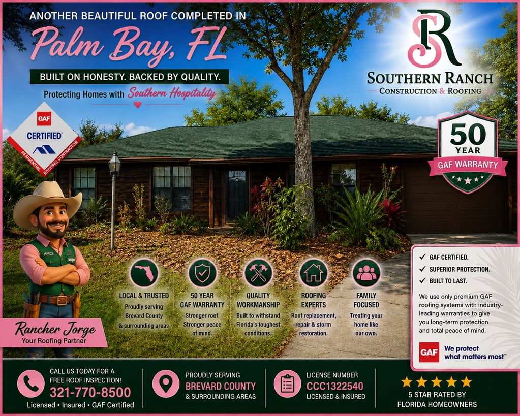 Palm Bay, Florida home upgraded with a premium GAF Timberline HDZ roofing system.