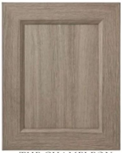 Wooden cabinet door in a grayish tone.