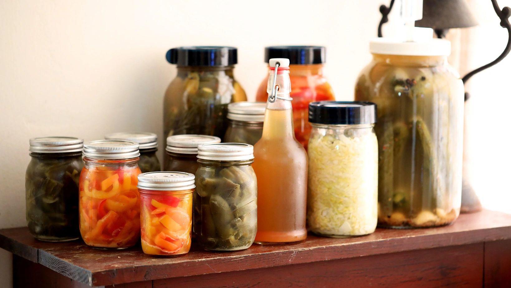 A variety of fermented food and drinks.
