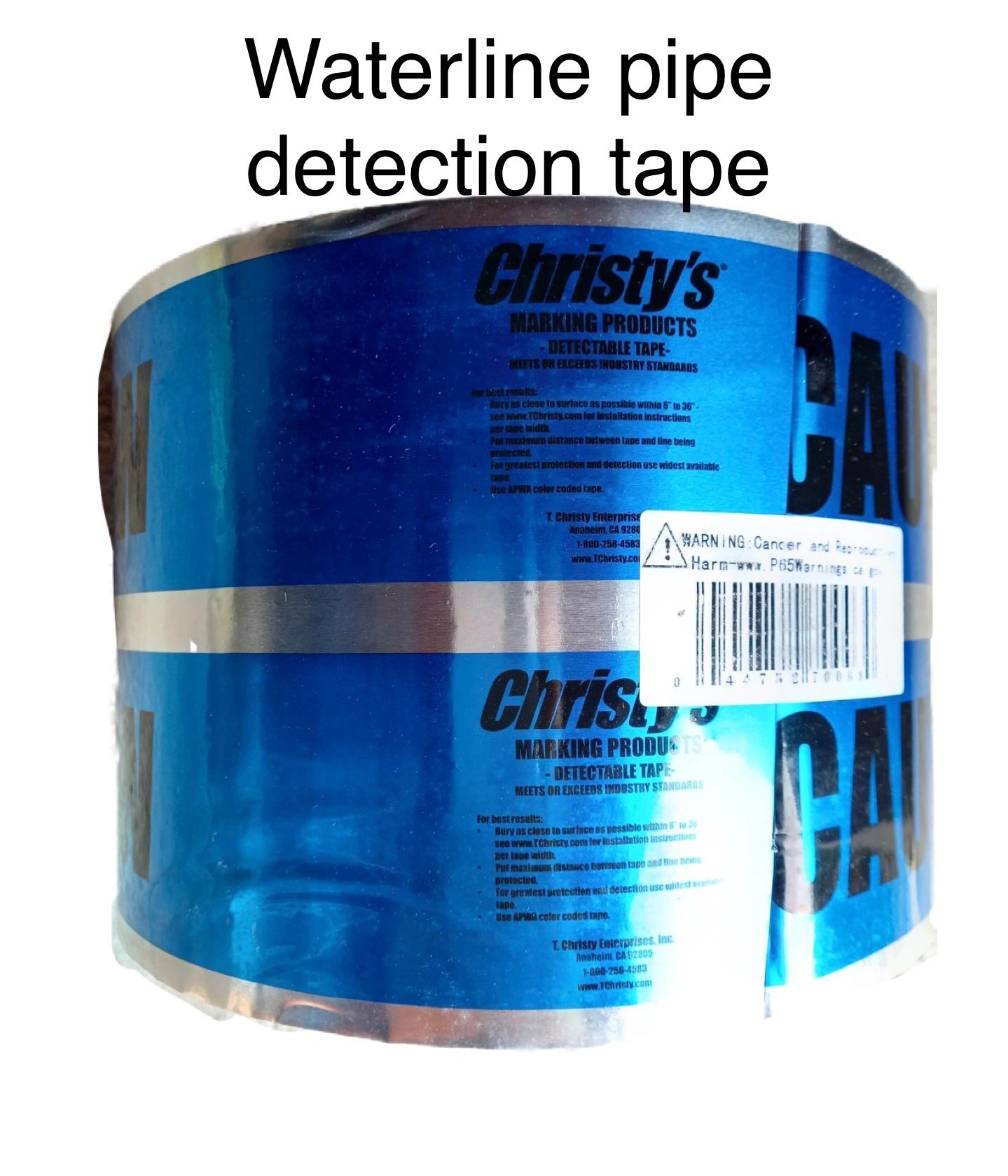 ASTM, APWA Christy's BLUE WATER LINE Detectable Waterline Tape