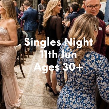Cozy restaurant promoting speed dating for ages 50+ on June 4th.