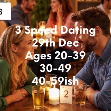 Cozy restaurant promoting speed dating for ages 50+ on June 4th.